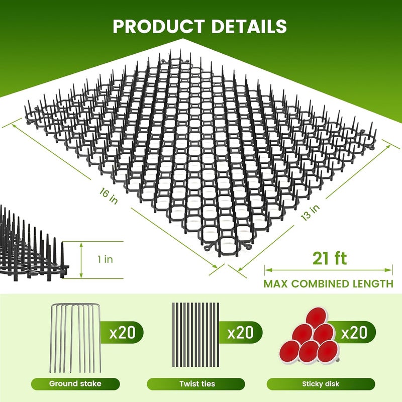 Ley's 16 Pack Scat Mat for Cats, 16 X 13 Inch Cat Deterrent with Spikes Outdoor & Indoor, Anti Cat Mat for Yard, Garden Fence Animal Barrier - Image 3